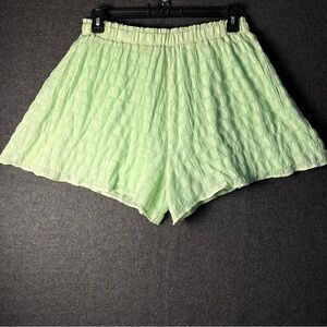 WOMENS XL MINT GREEN SHORTS LACE GAUZE FLOWY FEMININE FLARE LINED BEACHY FESTIVE